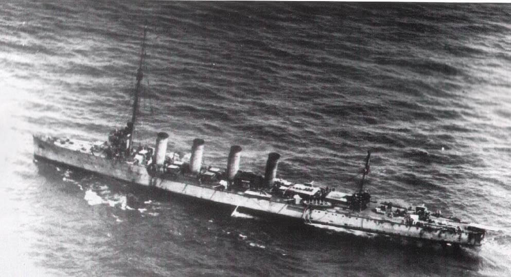 SMS Novara after suffering damage at the Battle of the Otranto Straits