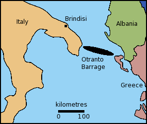 Map showing location of the Otranto Barrage